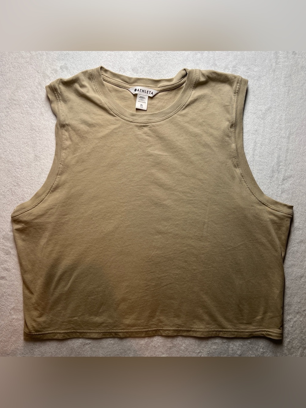 Athleta Women’s True Cotton Crop Tank XL Beige Sleeveless Top Athleisure Gym